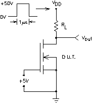 Diagram illustrating transistor switching time tests performed using the Avtech AV-1010 or AV-1015 series of pulse generators